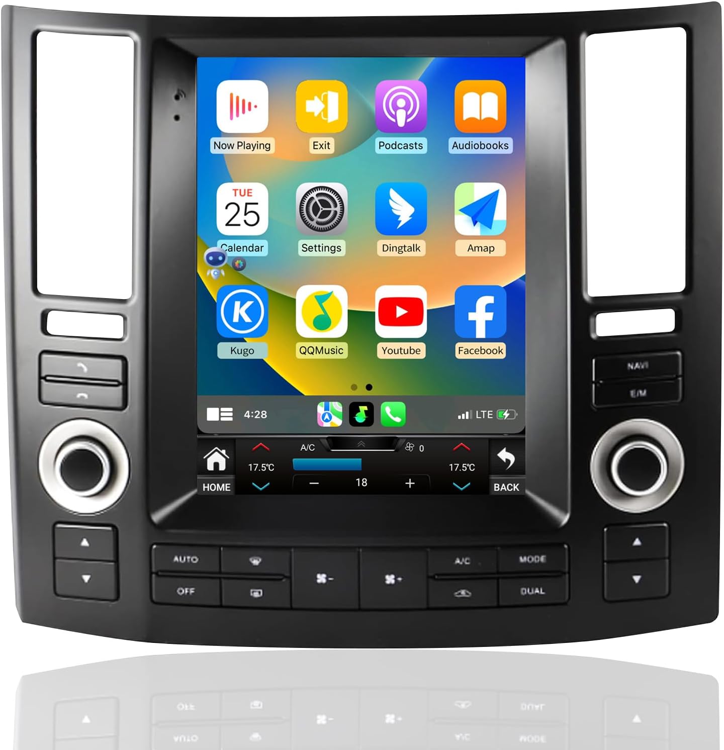 Car Radio for Infiniti FX35 FX45 2007-2009 Stereo Replacement Carplay Android Auto Upgrade Vertical Screen Tesla Style with DSP in Dash Headunit Multimedia Player Car Radio Audio Voice Control