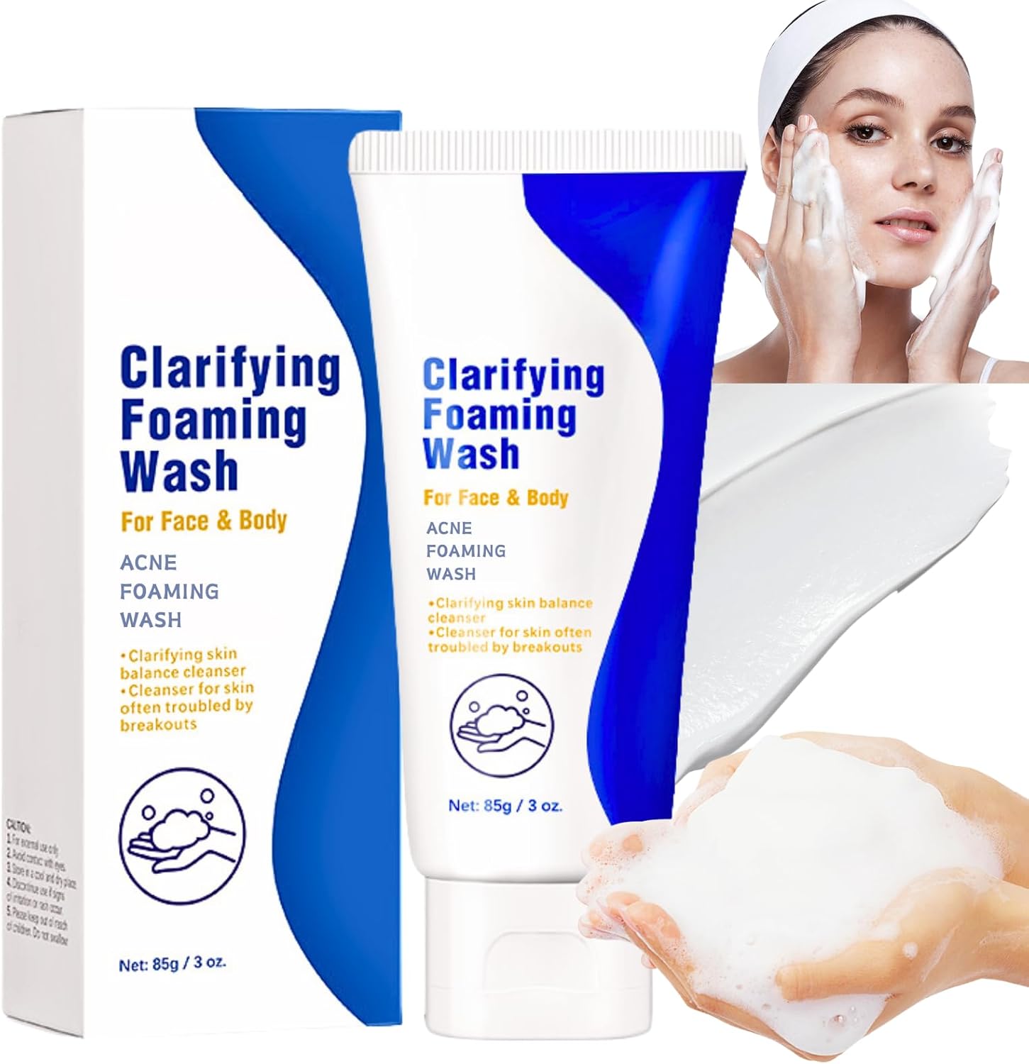 Acne Foam Wash - Acne Foaming Wash – Gentle Daily Facial Cleanser for Women & Men – Deep Pore Cleansing & Exfoliating – Mild Foaming Cleanser for Oily, Acne-Prone Skin Care 85g