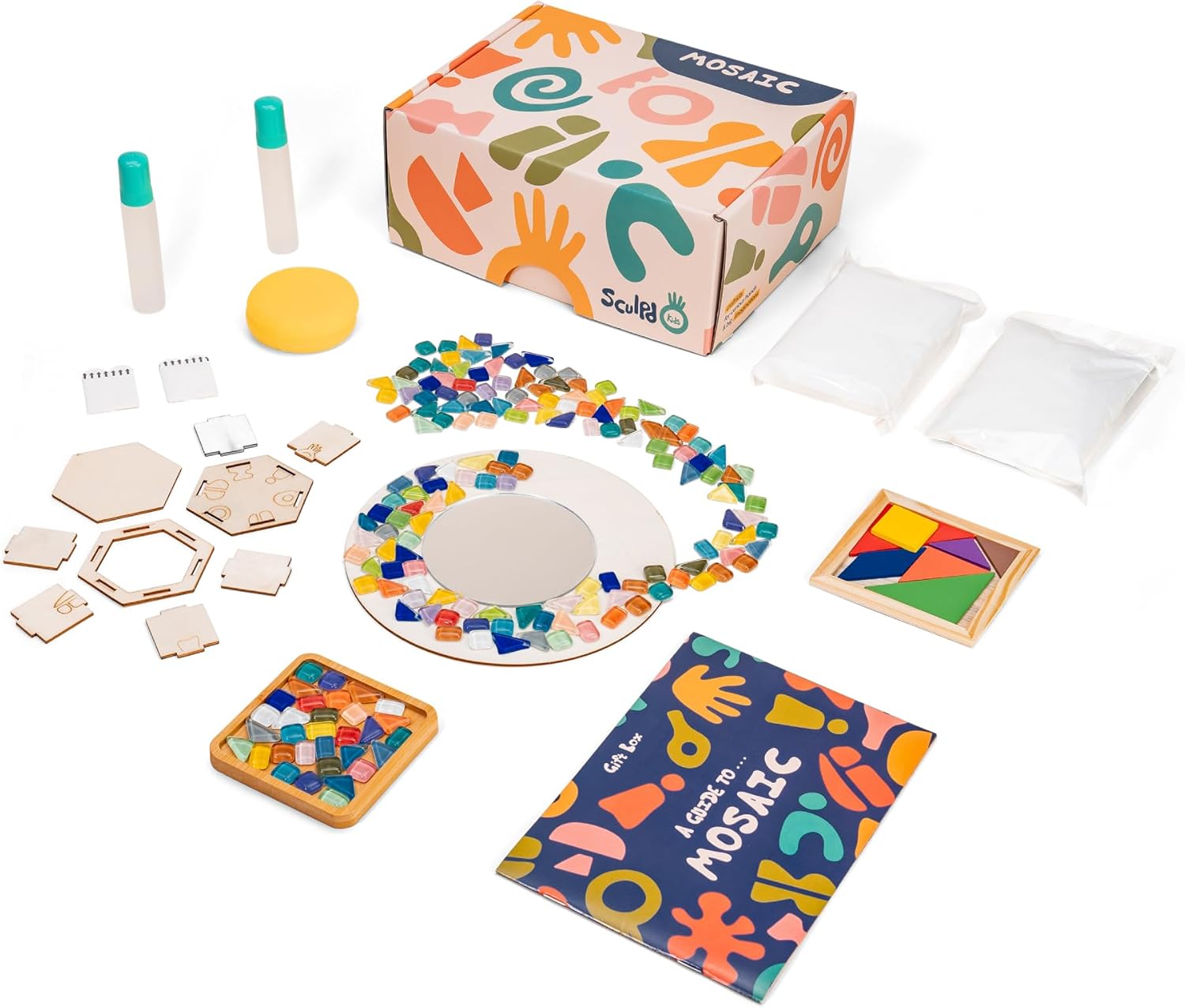 Sculpd - The Original Mosaic Kit - Create Your Own Mirror, Trinket Pot and Drink Coaster Mosaics - Includes Tangram Tile Game, Craft Supplies - Mosaic Kits for Kids Birthday Gift Age 8-12