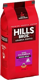 Hills Bros. 100% Colombian Whole Bean Coffee, Medium Roast, 32 Oz. Bag – Roasted Arabica Coffee Beans, Smooth Balanced Flavor