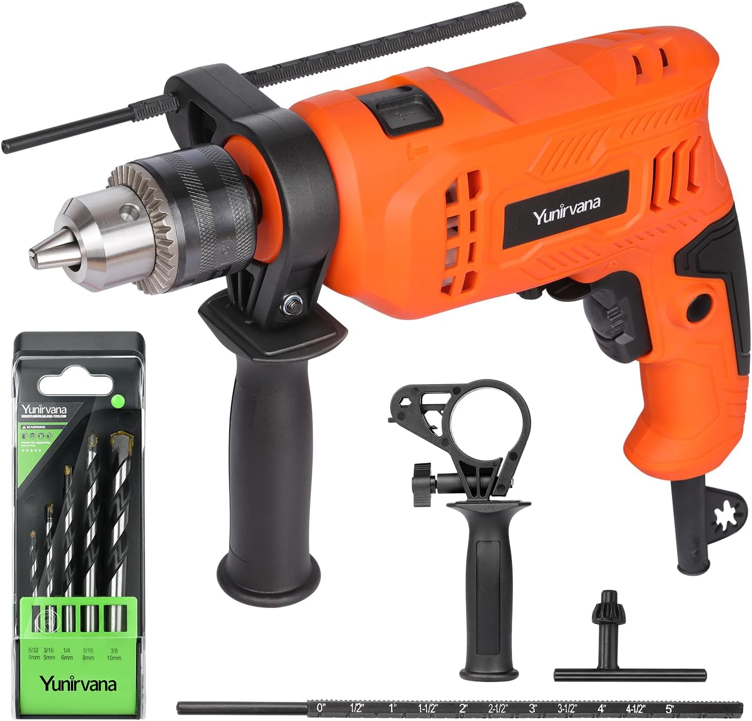Electic Corded Hammer Drill, Yunirvana 550W 0-3000RPM Variable Speed Hammer Drill, Two-in-one Tool