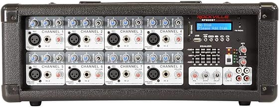 Rockville, 8 RPM80BT 2400w Powered 8 Channel Mixer/Amplifier w/Bluetooth/EQ/Effects