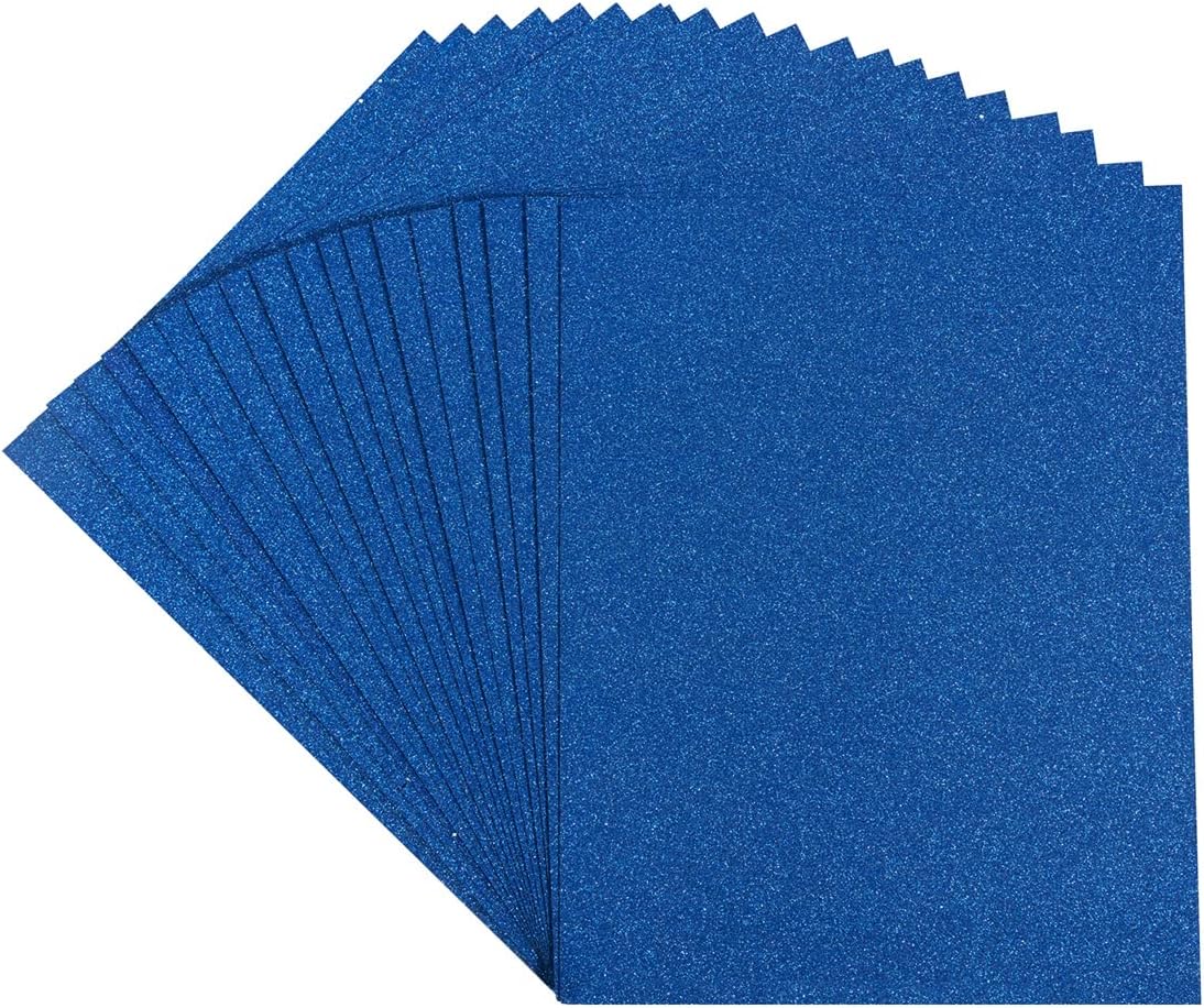 20 Sheets Glitter Thick Paper Cardstock Blank for DIY Birthday, Wedding Party Supplies, Invitation Cards Making, 8.5 x 11 inches (Blue)