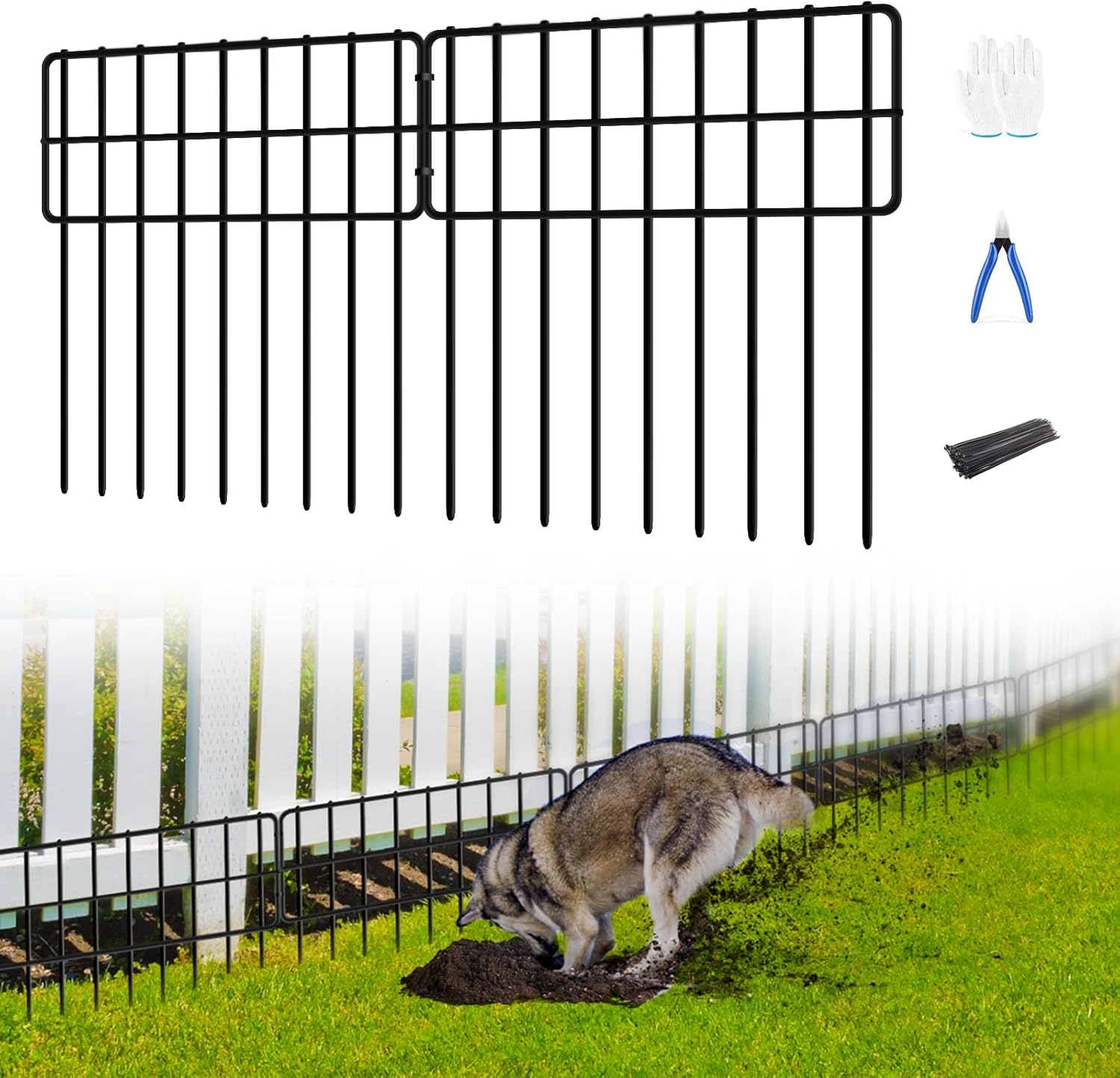14 Panels No Dig Fence, Animal Barrier Fencing, 13in(H) x 14ft(L) Fencing Barrier for Bottom, Rabbit Fence for Garden, Dog Fencs Barrier, Rustproof Metal Fencs Border for Outdoor