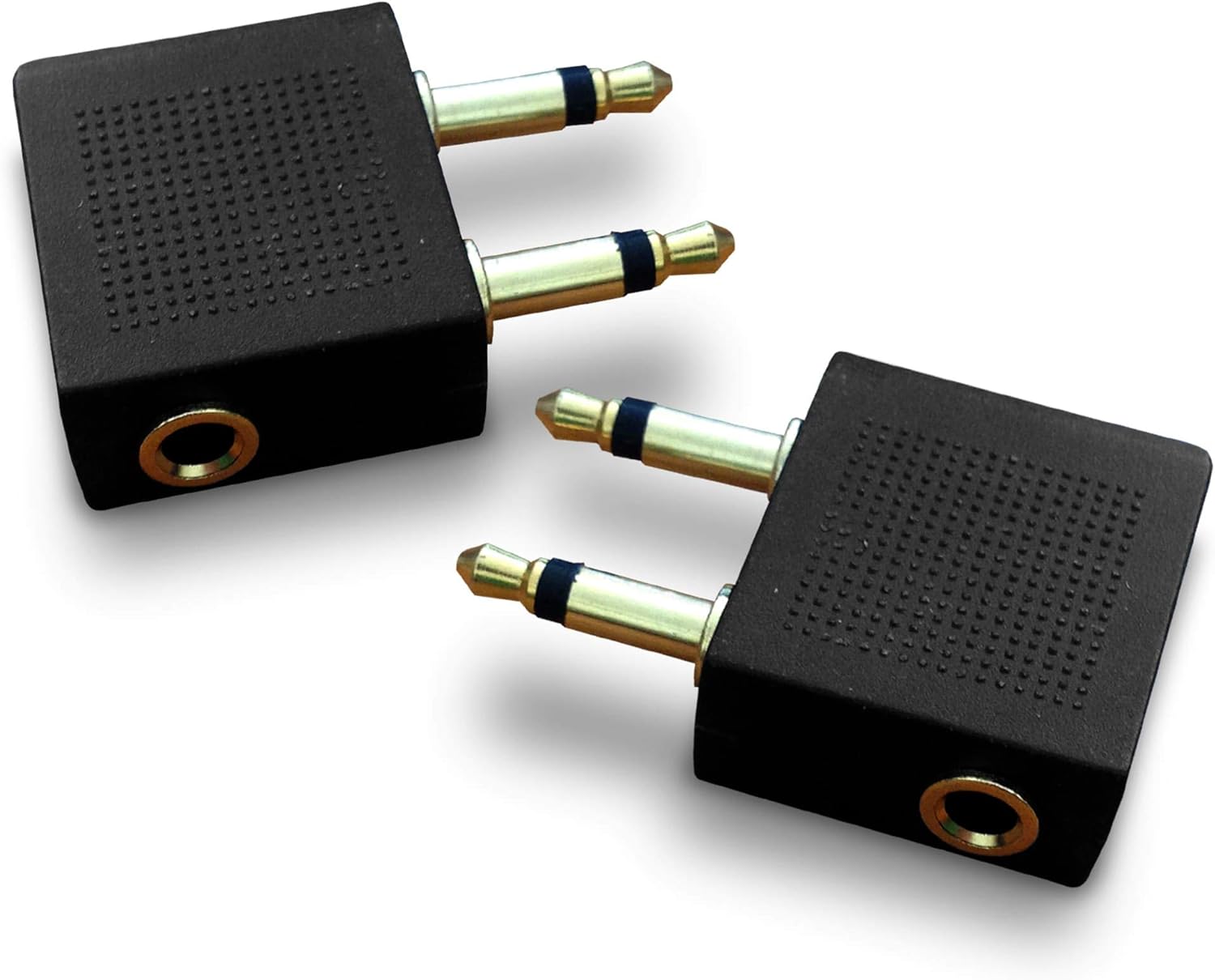Mobi Lock 2pcs Gold Plated Airplane Flight Headphone Adapters - Use Own Headphones with Plane's In-Flight Entertainment Systems - Great Sound on all Planes