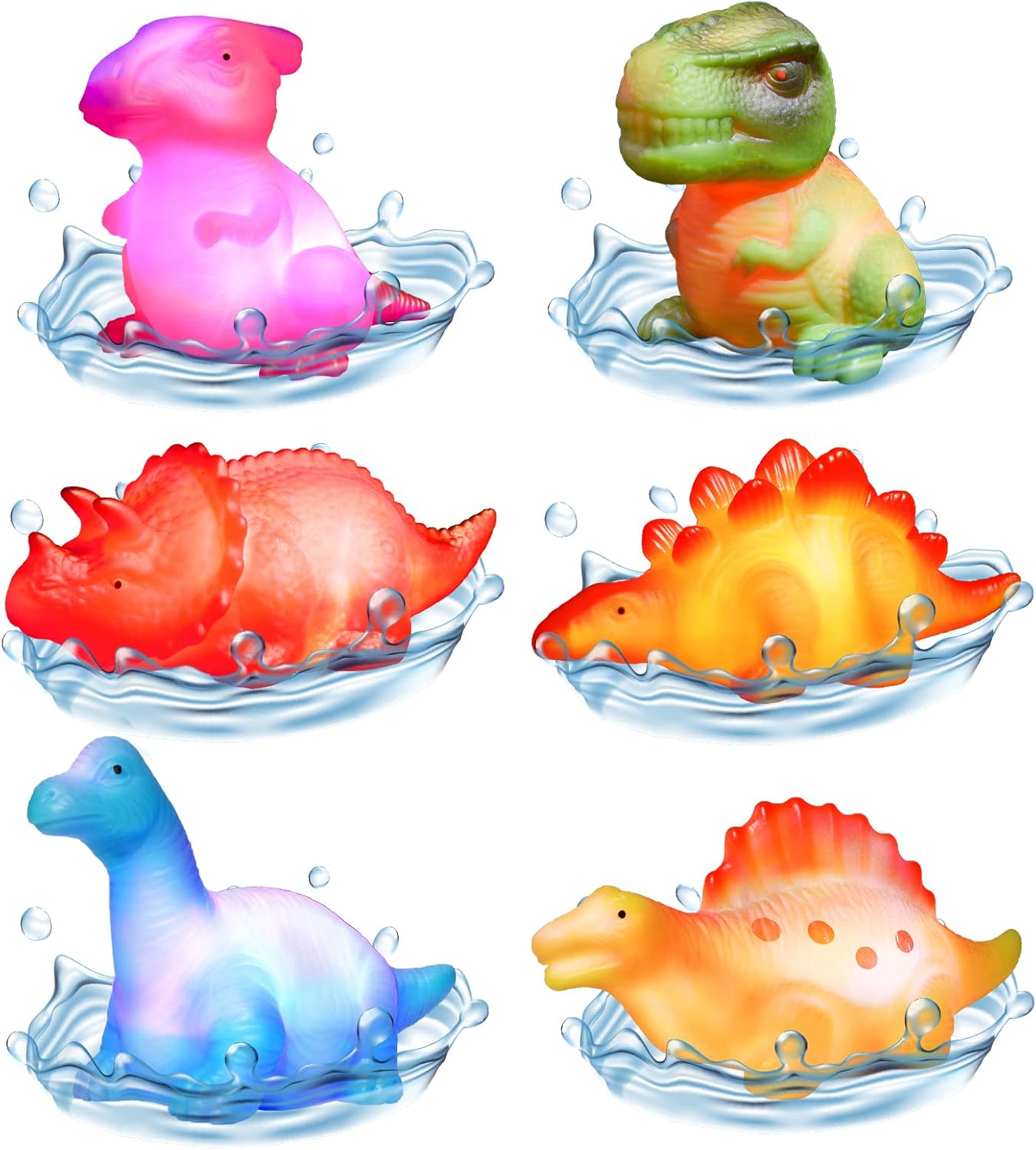 EUCOCO Bath Toys for 1 2 3 4 5 6 Year Old, Dinosaur Toys Gifts for 3-6 Year Old Boys Girls Baby Sensory Toys Easter Gifts Kids Birthday Gifts Present for Kids Light Up Bath Toys