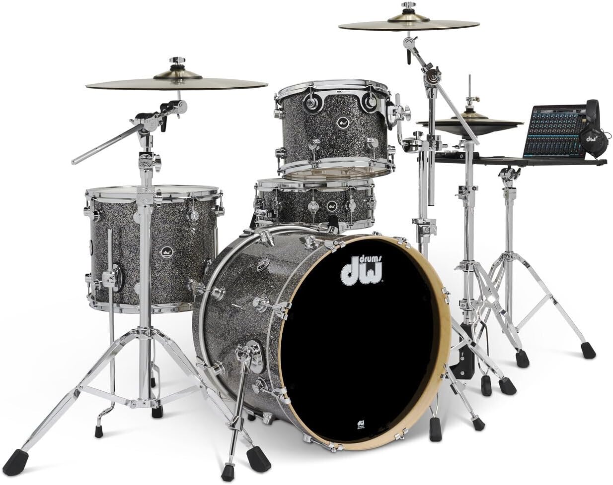 DWe 4 Piece Complete Electric/Acoustic Drum Set Black Galaxy