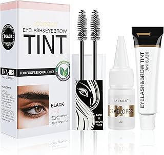 2-In-1 Eyelash & Eyebrow Kit, Professional Lash & Brow Color Kit, Lasting for 6 Weeks DIY Hair Coloring for Salon Home Use 7ml (Black)