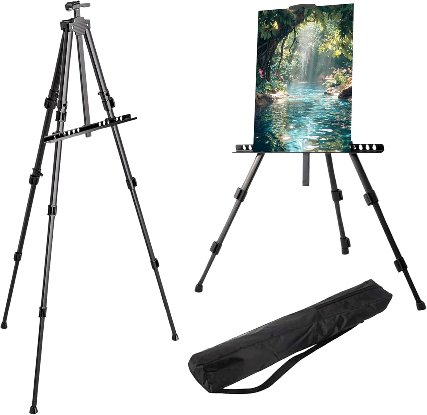 ADEPTNA New Heavy Duty Folding Artist Telescopic Field Studio Painting Canvas Easel Tripod Display Stand with Carry Bag