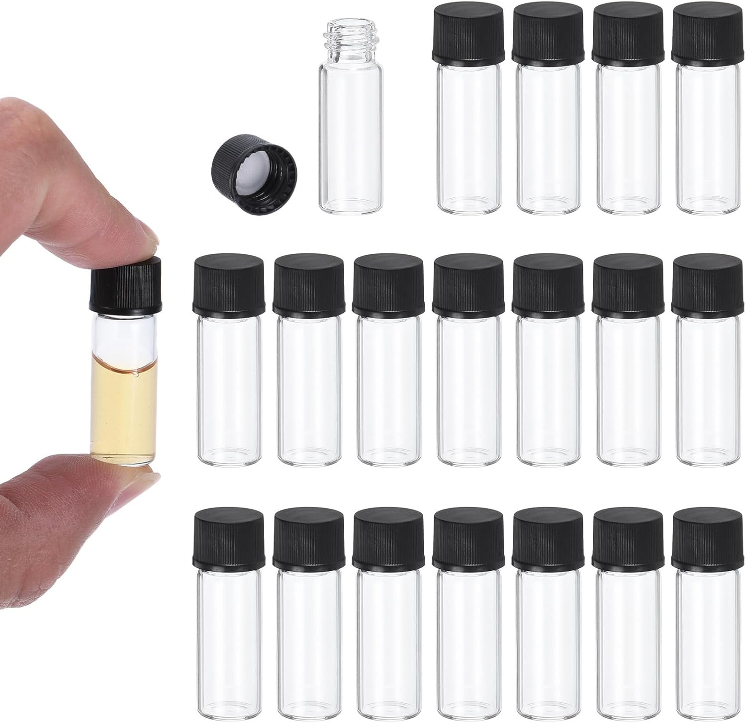 PATIKIL 2ml Clear Glass Vials, 100 Pack Sample Vials with Screw Cap Reagent Media Bottle Leak-Proof Liquid Sample Glass Vial for Lab Laboratory