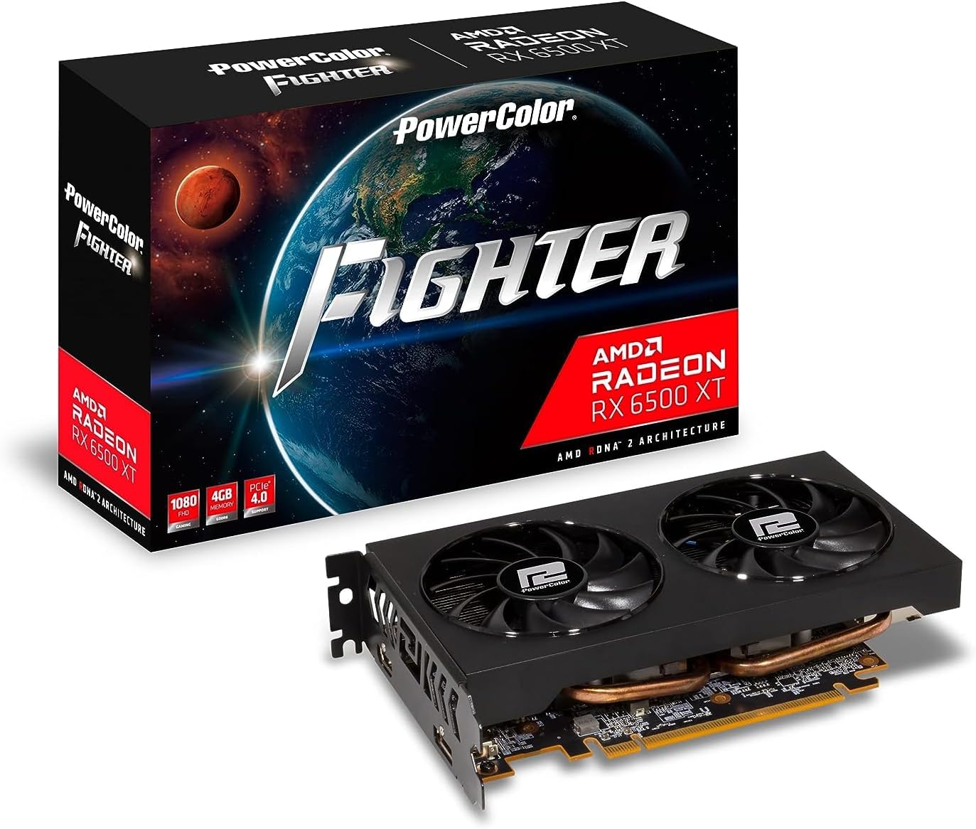 PowerColor Fighter AMD Radeon RX 6500 XT Gaming Graphics Card with 4GB GDDR6 Memory
