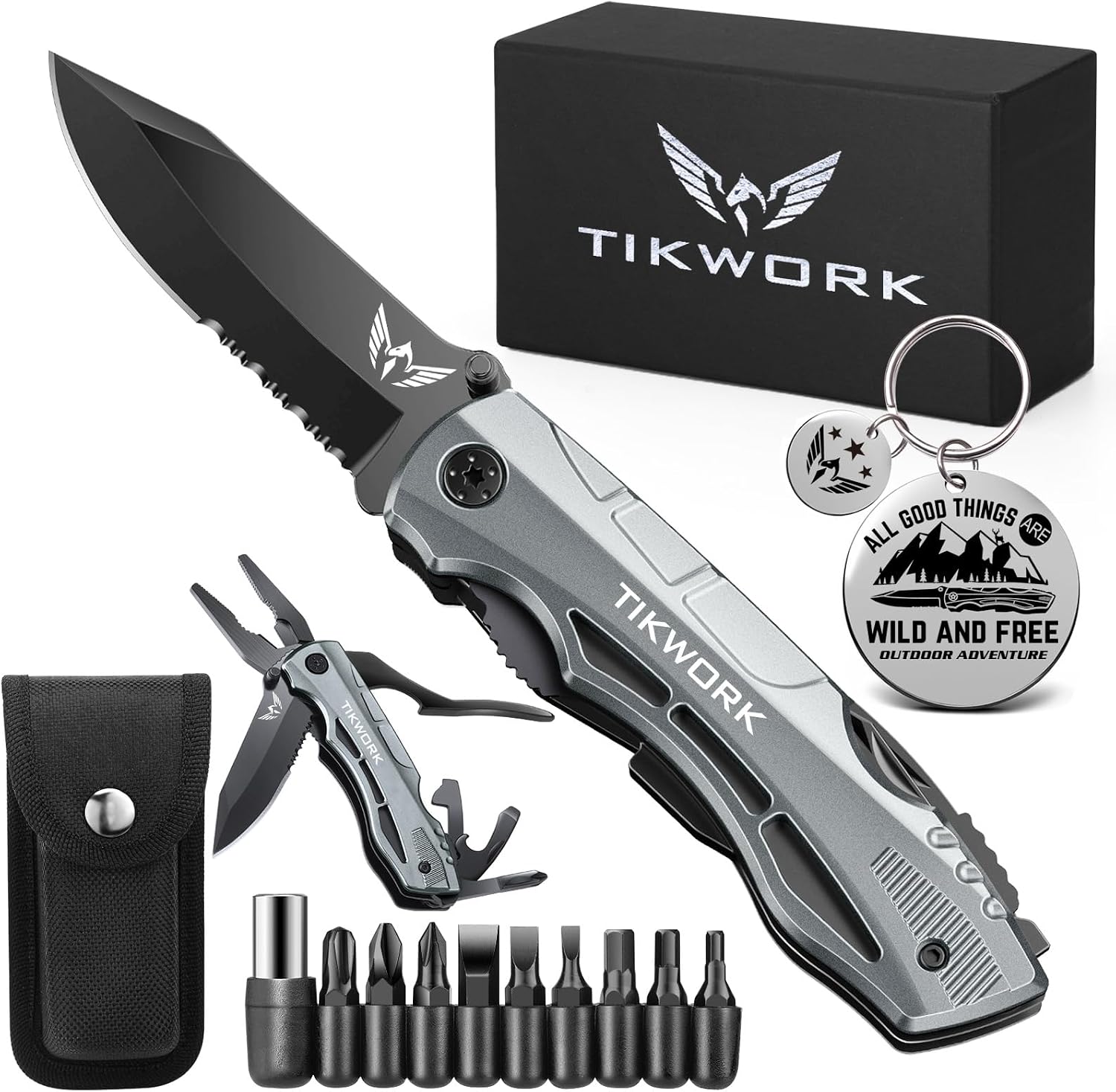 Gifts for Men Dad Him Boyfriend,Multitool Pocket Knife for Men,Anniversary Christmas Men Gifts for Birthday,Survival Tools for Climbing,Camping,Cycling,Hiking