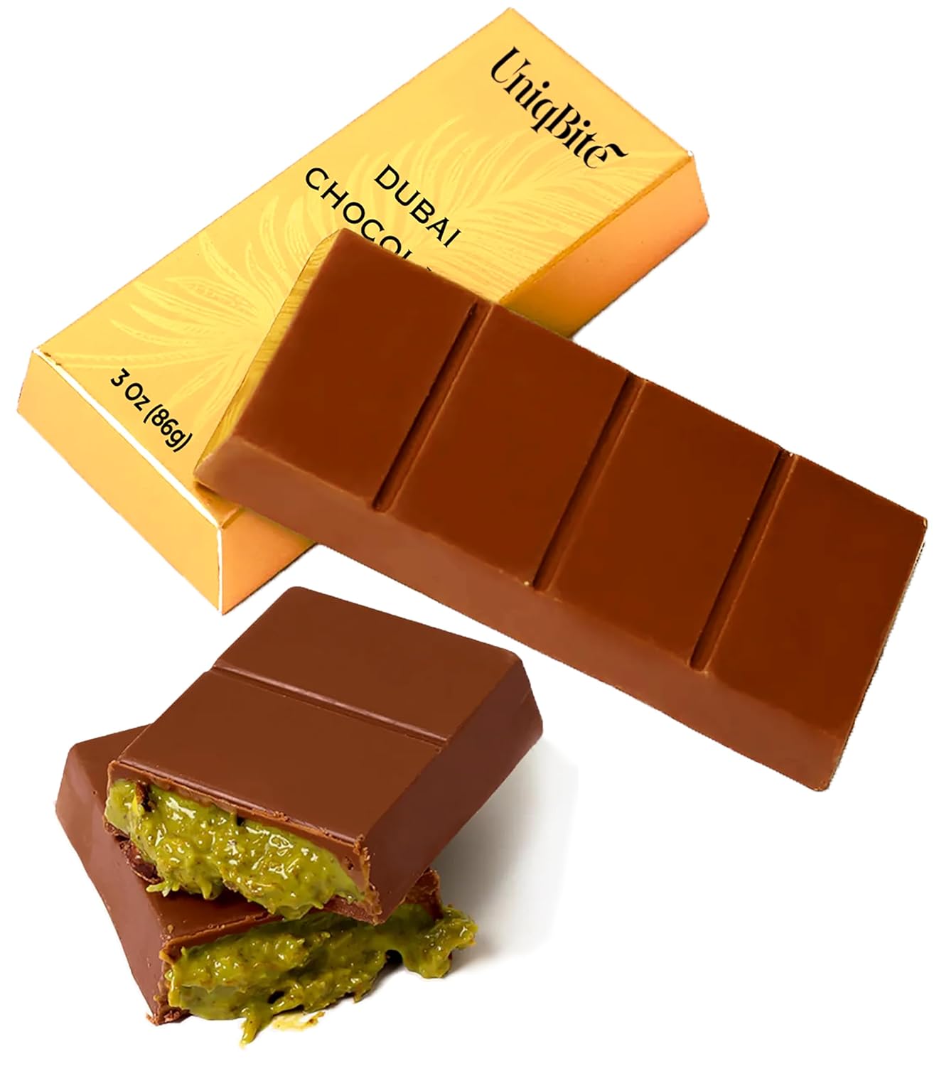 2 Pack Dubai Chocolate Bar Pistachio, 6 Oz Total, Viral Crispy Knafeh Chocolate Bar with Pistachio Cream and Kataifi