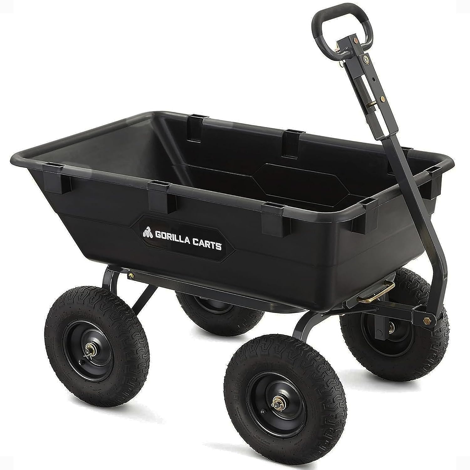 Gorilla Carts 1200 lb Poly Garden Dump Cart, 6 Cu Ft Wagon, Quick-Release