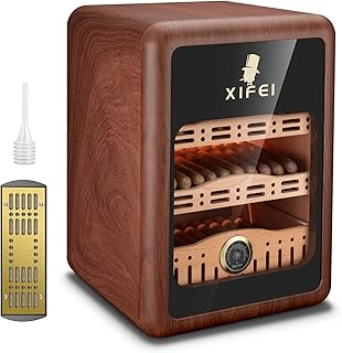 XIFEI Cigar Humidor, Cigar Humidor Cabinet for 150 Cigars, LED Lighting Desktop Humidor with Spanish Cedar Wood Shelves, Hygrometer & Humidifier, Men's Gift for Christmas Father's Day