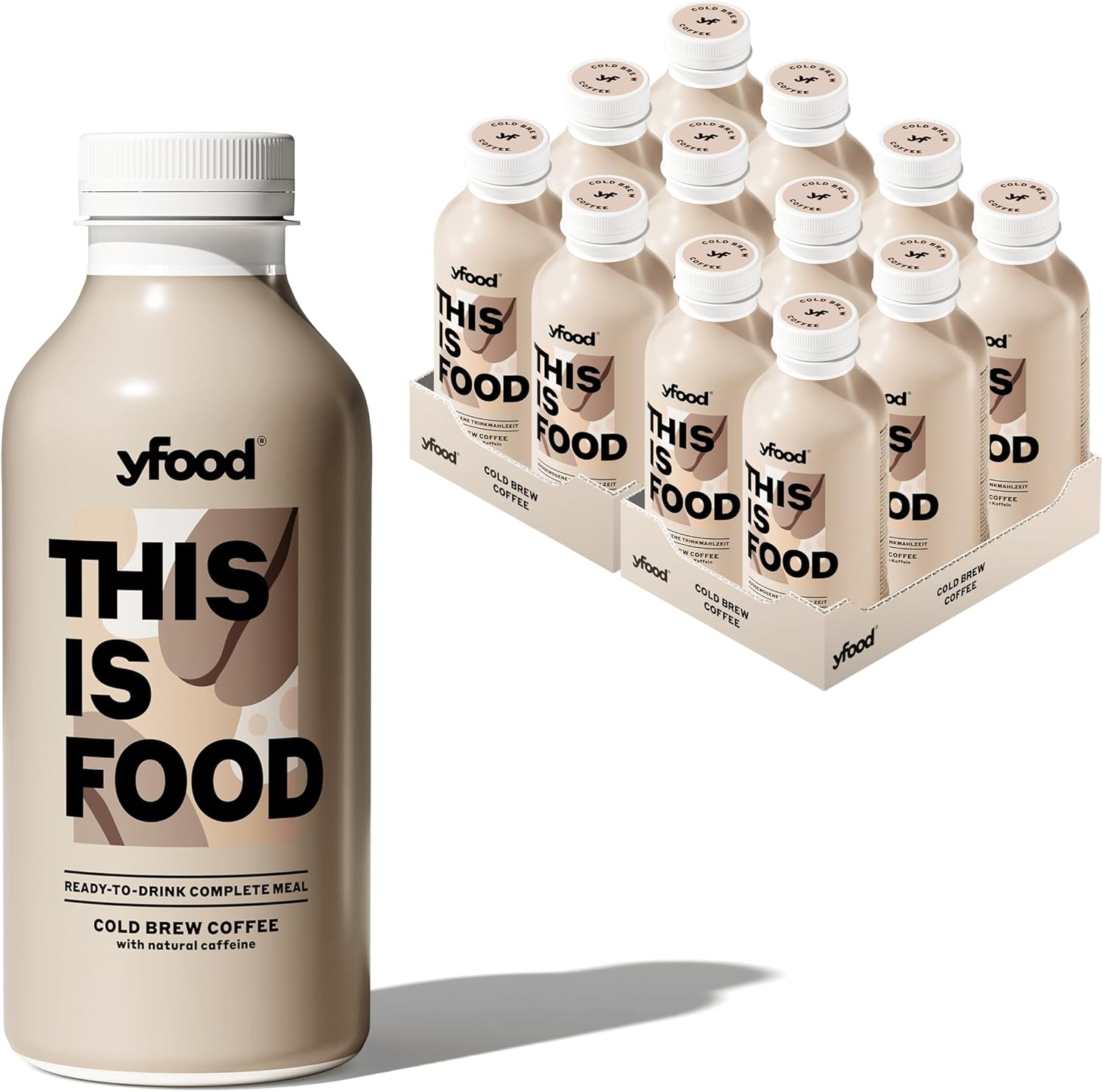 yfood Cold Brew Coffee, tasty meal replacement, THIS IS FOOD drink, 34g of protein, 26 vitamins and mineral (12 x 500ml)