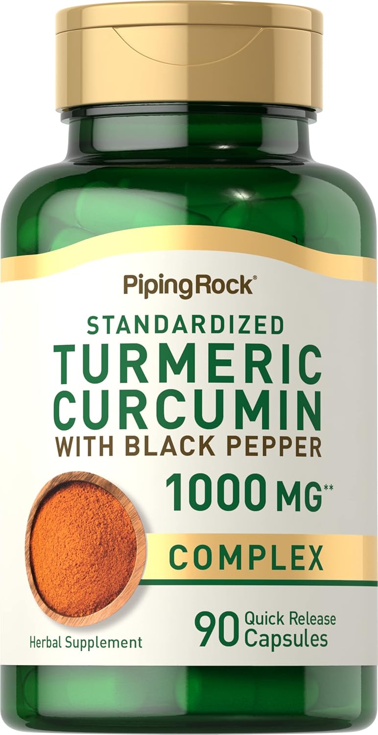 Piping Rock Turmeric Curcumin with Black Pepper 1000mg | 90 Capsules | Turmeric Complex Supplement | Non-GMO, Gluten Free
