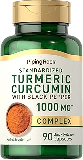 Piping Rock Turmeric Curcumin with Black Pepper 1000mg | 90 Capsules | Turmeric Complex Supplement | Non-GMO, Gluten Free