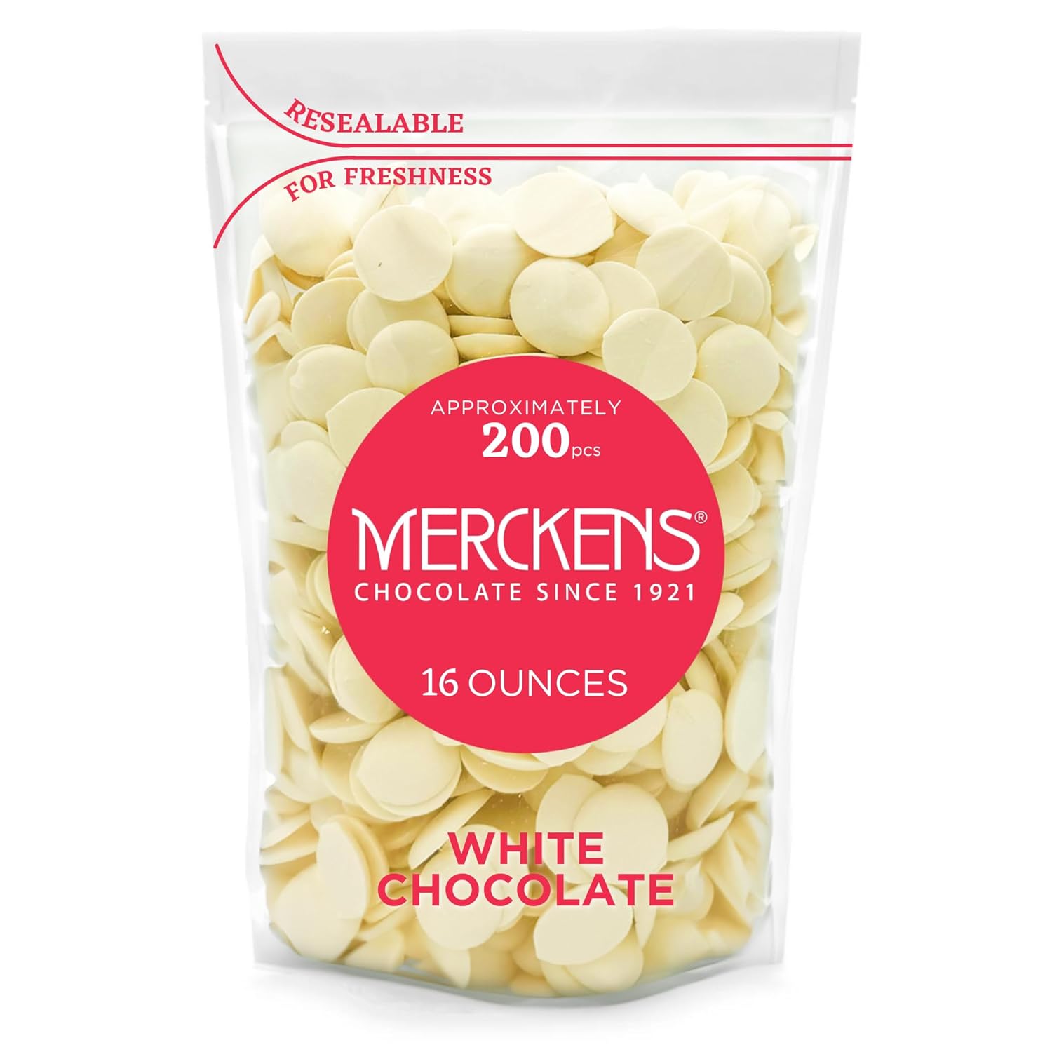KIDU White Merckens Chocolate Melts - Melting Chocolate Candy Melts - Chocolate Melting Wafers 16 Ounces Bulk Perfect For Dipping, Deserts, Baking And More - 1 Pound