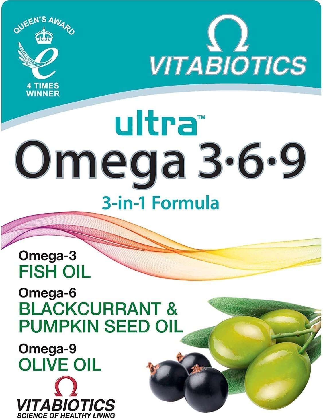 Vitabiotics Ultra Omega 3-6-9 Nutritional Supplements Capsules from Fish Oil Olive Oil Pumpkin Seed and Blackcurrant Oil