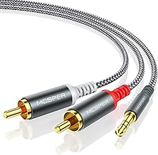 MCSPER RCA to 3.5mm AUX Cable, (6.6 Feet) 3.5 mm 1/8 to RCA 2-Male Headphone Jack Adapter Splitter Premium Stereo Audio Cord for Connects a Smartphone, Tablet, HDTV