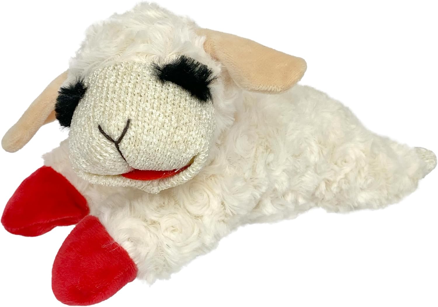 Multipet Lamb Chop Dog Plush Toy - Squeaky Dog Toy for Small & Medium Dogs - Extra Soft Plush Dog Toy - Stuffed Animal Dog Toy for Cuddling & Playing - Cute Pet Toy (10", Cream, 5 Squeakers)