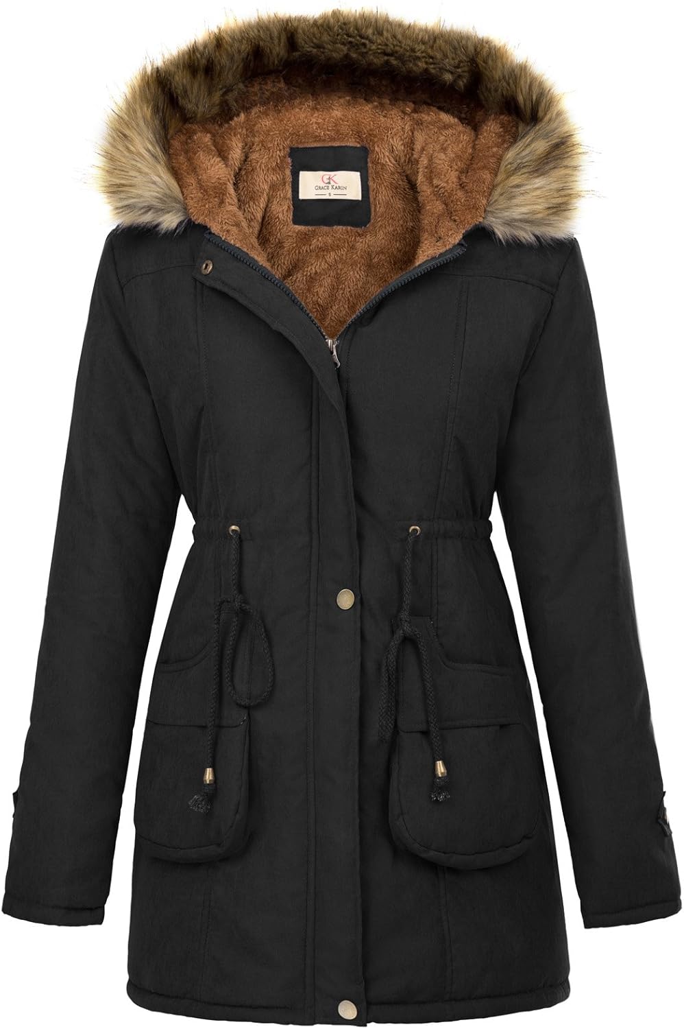 GRACE KARIN Women's Winter Coats Fleece Parkas Anoraks Hooded Military Jacket Coats