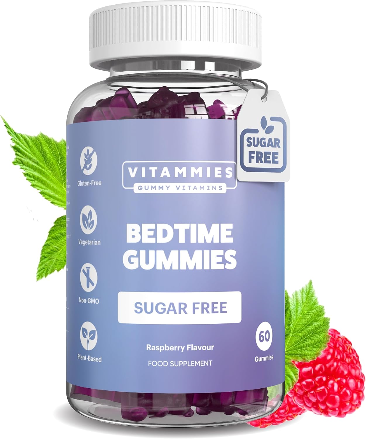 Vitammies Sugar-Free Sleep Gummies for Adults – Night Time Gummies with Magnesium & Calming Botanicals – Complement Your Evening Routine or Relax – Vegan Mixed Berry Flavour, 60 Chewable Bears