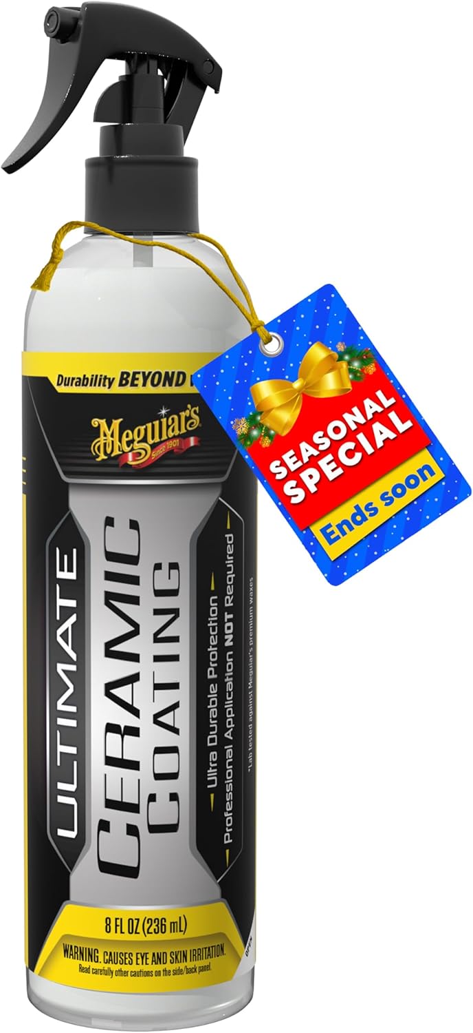 Meguiar's Ultimate Ceramic Coating - Ultra-Durable Cutting-Edge Ceramic Protection with Excellent Water Beading While also increasing gloss, Slickness, and Concealing Minor Paint Defects - 8oz Spray