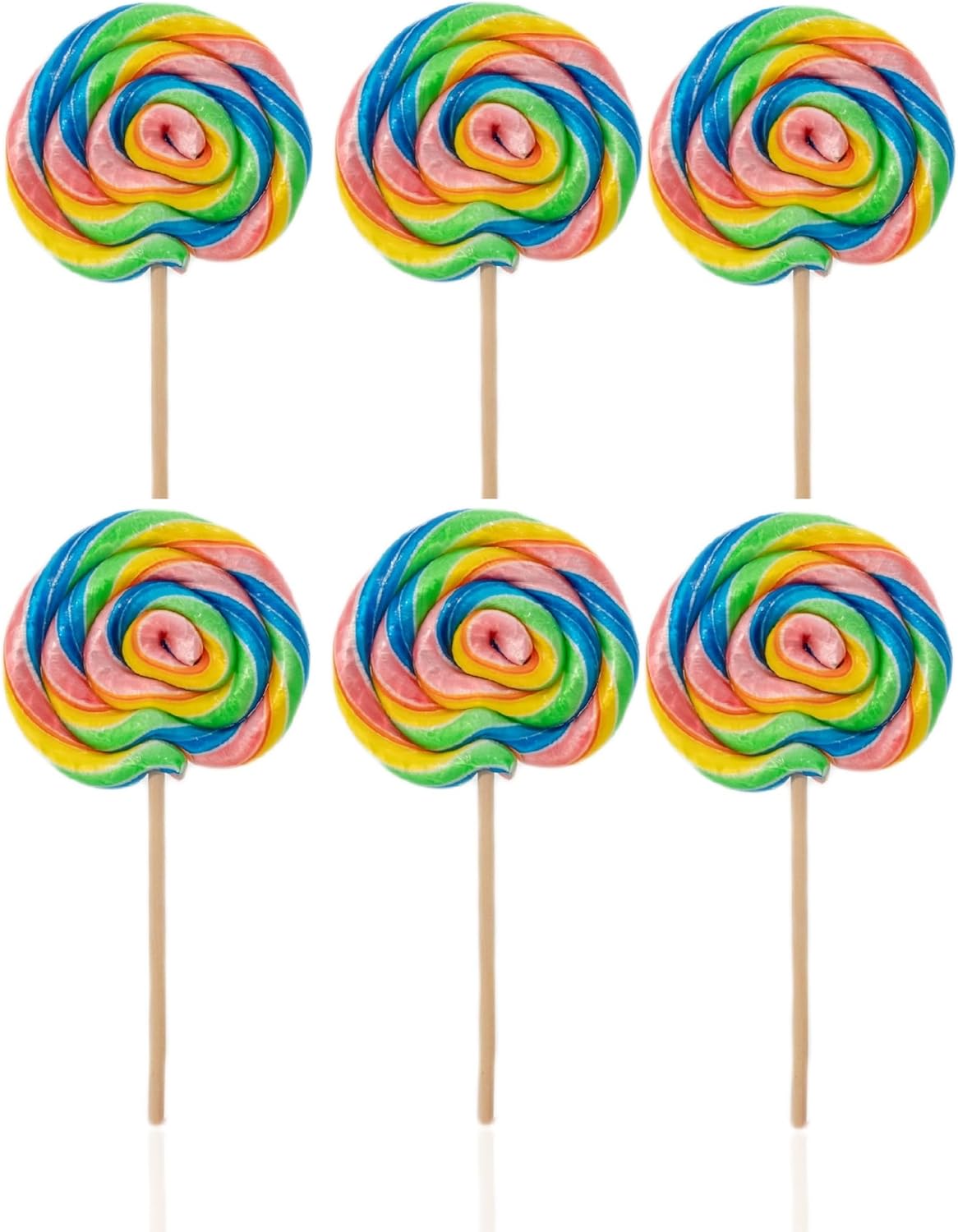 Candy Paradise Lollipop Rainbow Swirl Lollies 80g Kids Party Bags Sweets. Halal Vegan. Cake Toppers & Party Favours Great Value. Assorted Colours (6)