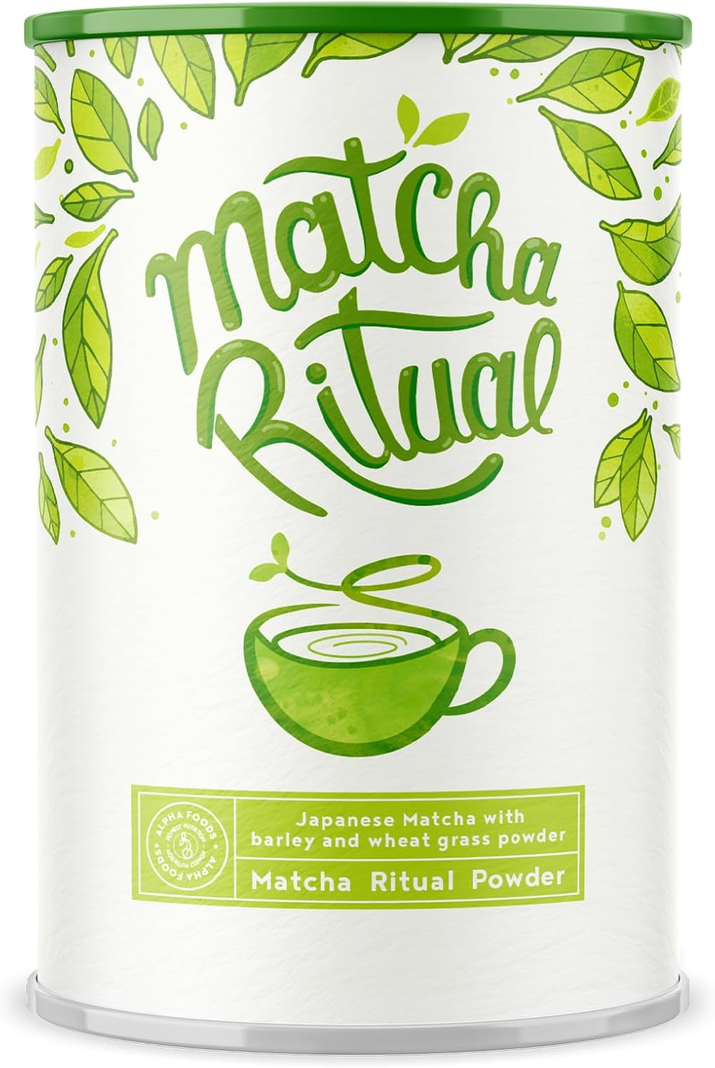 Matcha Tea Powder 210g - Finest Sacred Japanese Matcha - Ceremonial Grade - Natural Powder with Coconut Milk, Wheat and Barley Grass Juice - Vegan Friendly - Alpha Foods