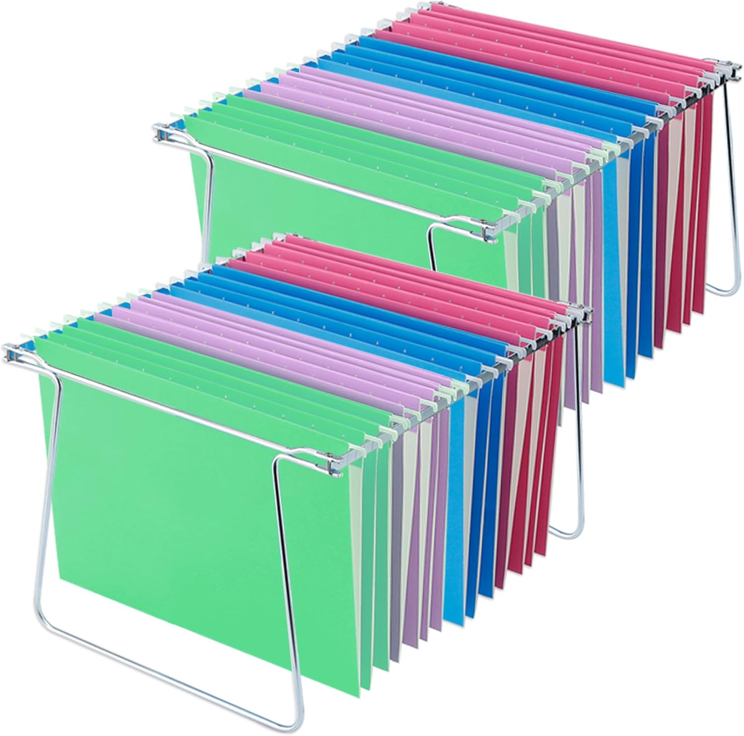 Heavy Duty Steel Hanging File Frame,Letter Size Hanging File Folder Frame,Adjustable Length 11" to 18",2 Packs(Without Folders)