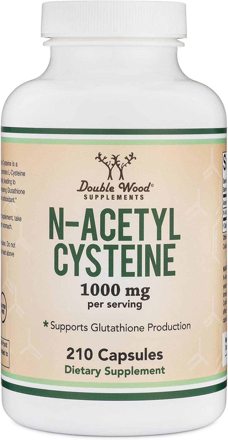 NAC Supplement N-Acetyl Cysteine (1,000mg Per Serving 500mg Per Cap, 210 Capsules) (Third Party Tested) with Odor Masking Technology to Boost Glutathione Levels by Double Wood
