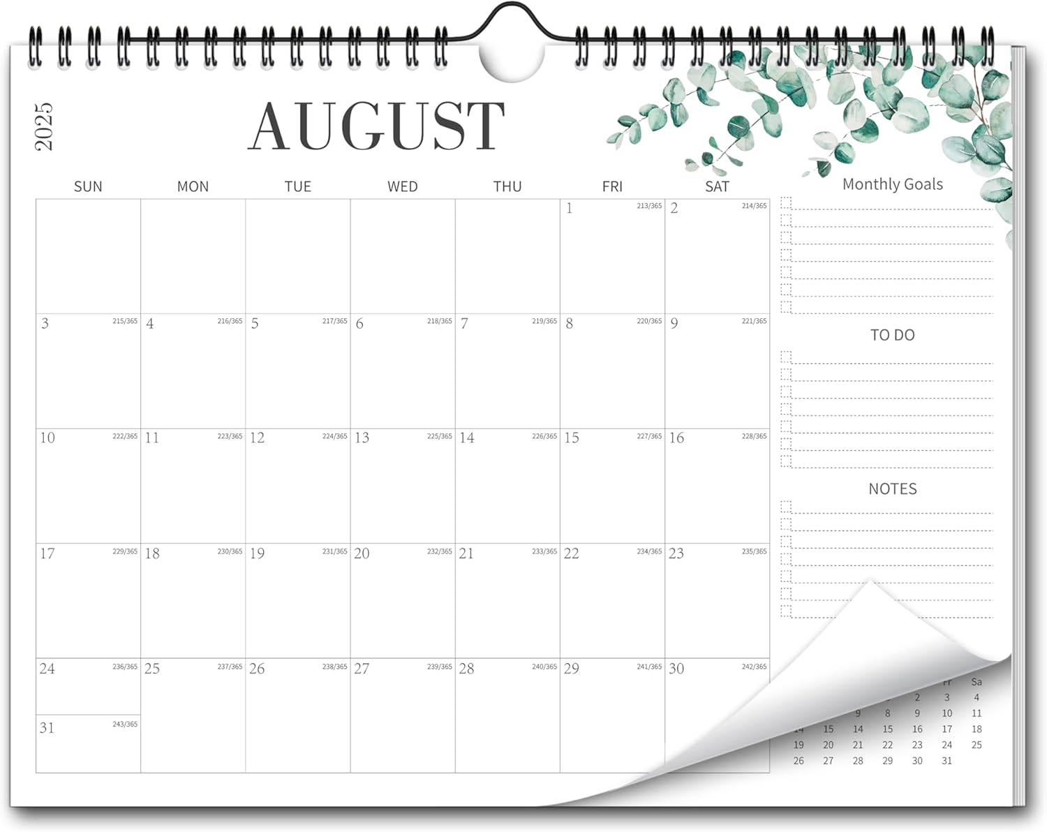 Aesthetic Wall Calendar 2025, 17 Monthly Horizontal Calendar August 2025 to December 2026, 14.5" x 11.5" Modern Wall Hanging Calendar for School, Home, Office for Monthly Organizing & Planning