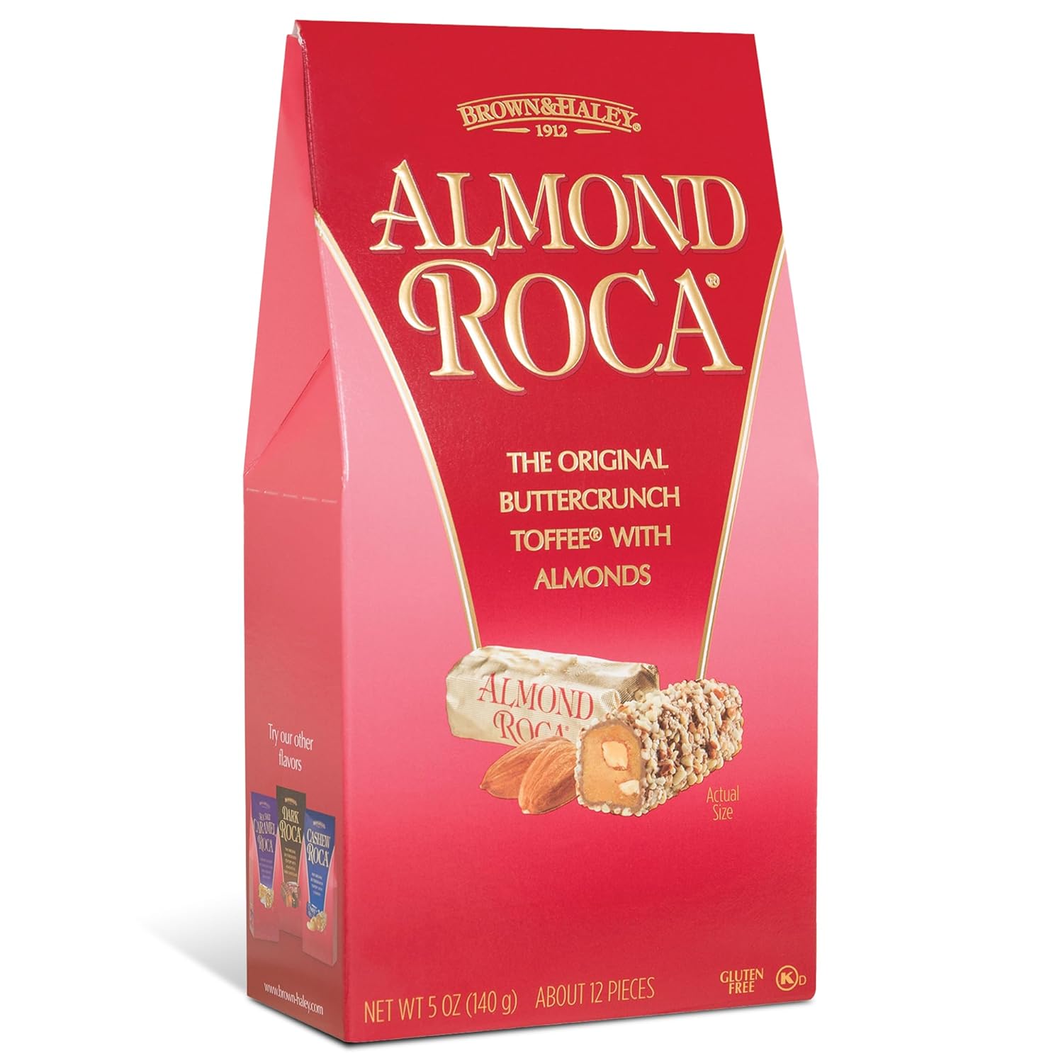 Brown & Haley ROCA Stand-Up Box - Chocolate Caramel Buttercrunch Toffee - Individually Wrapped Chocolate Candy - Gluten Free Kosher Candy - 5 oz Box