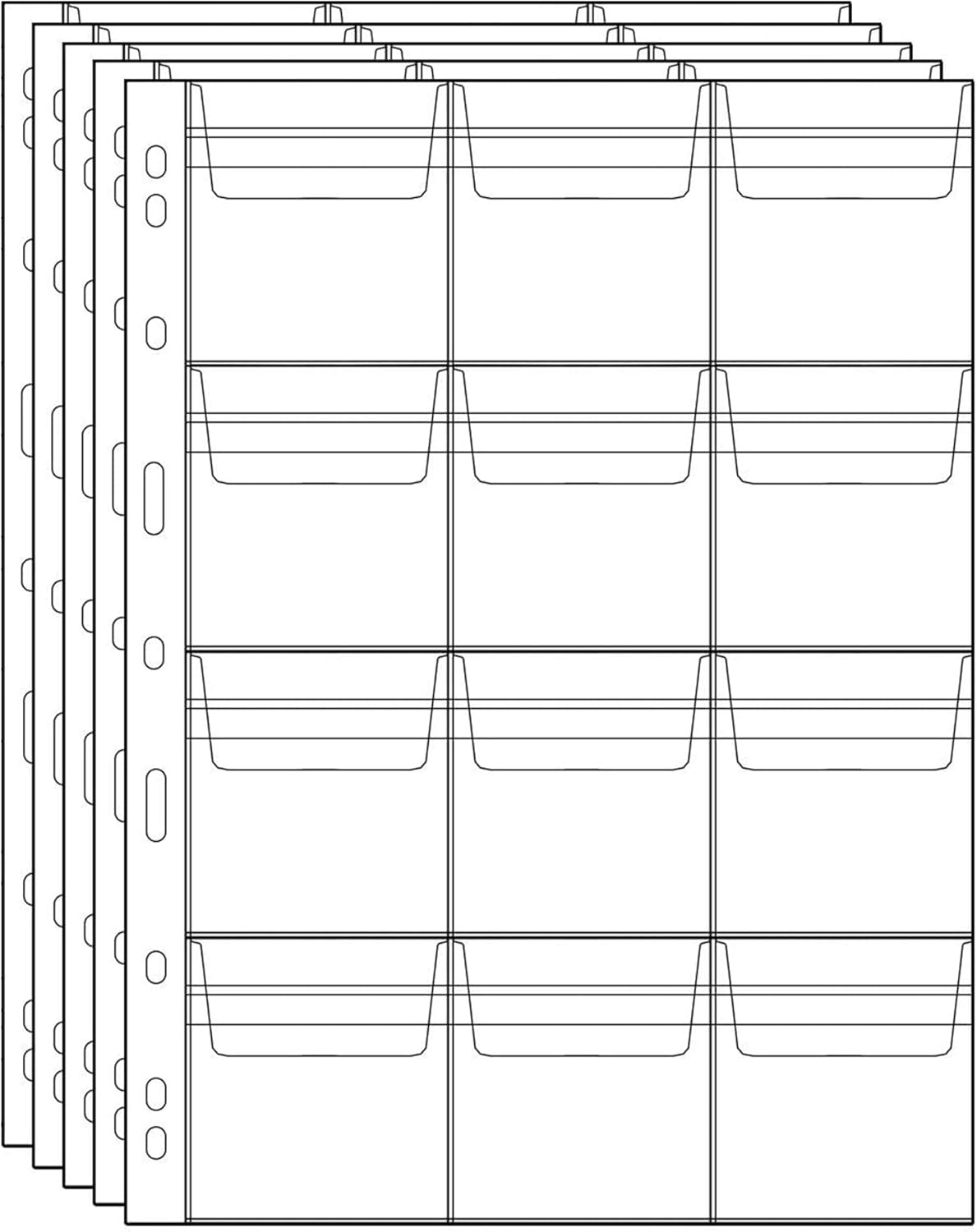 Uncle Paul Coin Collecting Pages 5 Sheets 12 Pockets Standard 9Hole Coin Pocket Inserts Collecting Sleeves for Coins CS03512