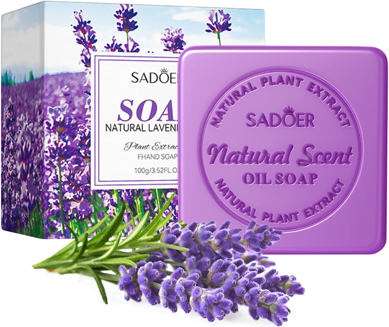 Lavender Soap Bar, Natural Soap Bars with Essential Oils, 2 PCS Moisturising Solid Hand Soap 100g, Handmade Soap for Bathing, Washing for Hair, Face, Body