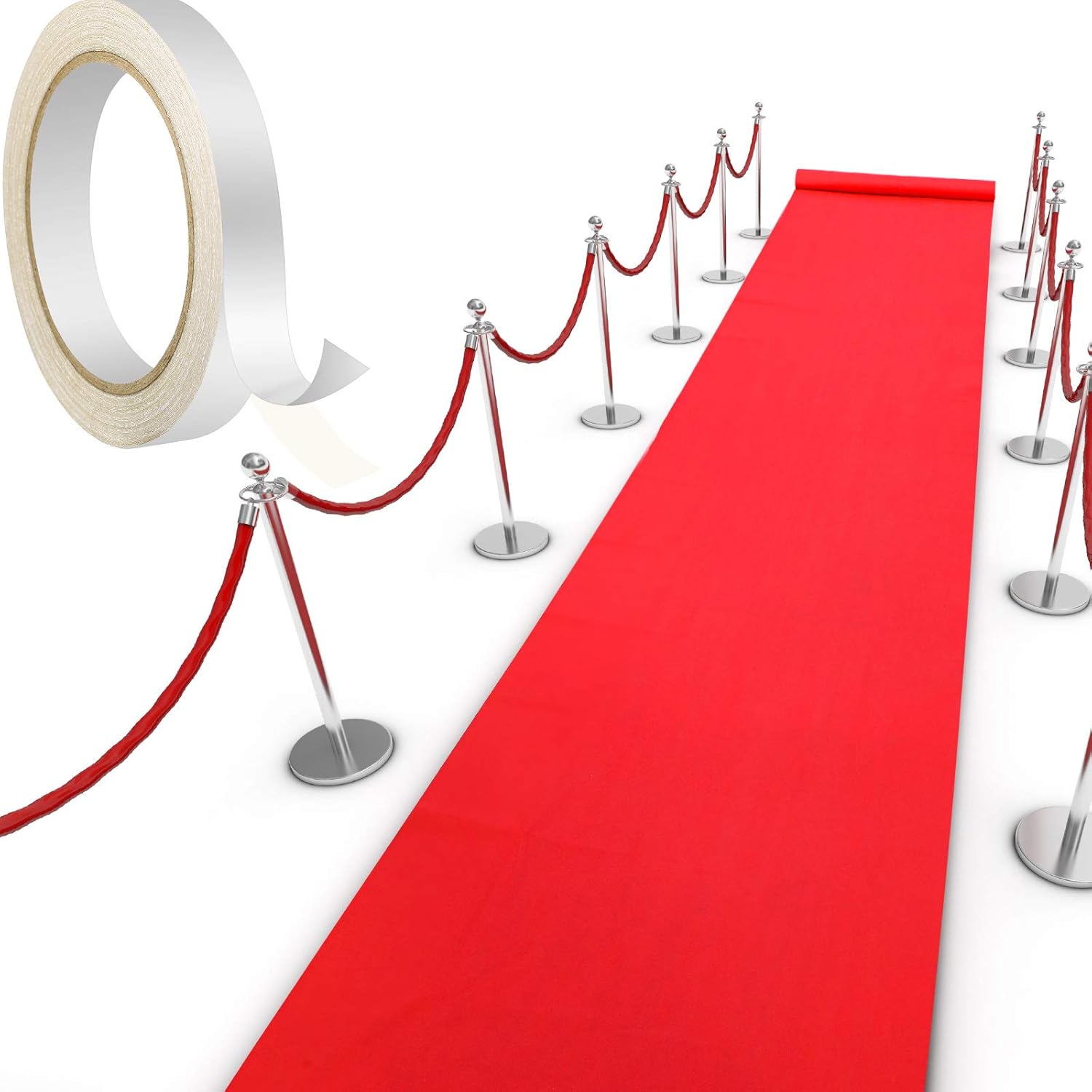 Shappy Red Carpet Runner Rug for Party 55gsm Thickness with 1 Piece Carpet Tape for Wedding Christmas Xmas Thanksgiving Outdoor Accessories, Wedding Party Hallway Rug(2.6 x 30 Feet)