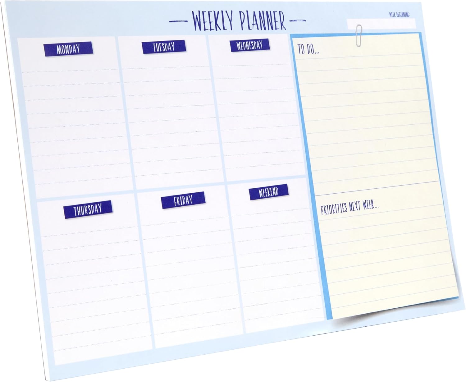 SUMMIT A4 Undated Weekly Desk Planner Pad, 52 Tear off pages, To Do List Notepad, Daily Planning Schedule and Calendar, Organised Week to View Habit Tracker