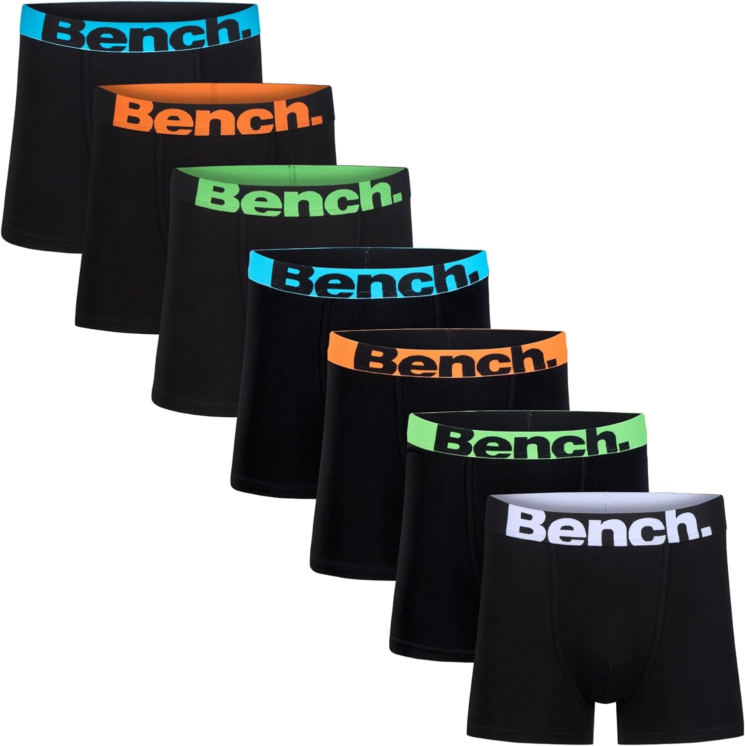 Bench Mens 'Diego' Cotton Boxer Shorts, 7 Pack, Black