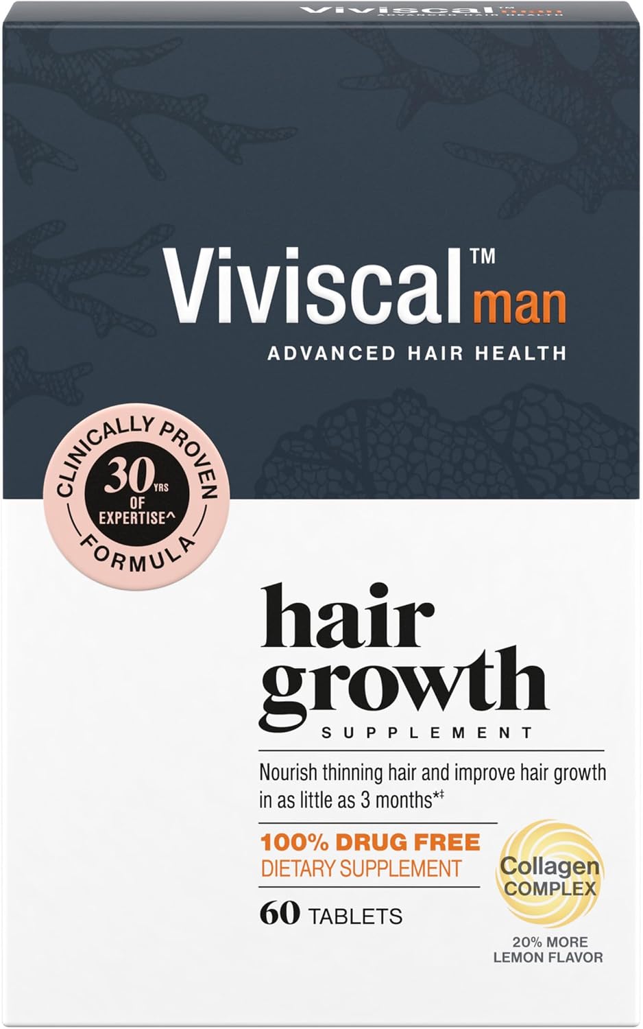 Viviscal Men's Hair Growth Supplements, 60 Tablets 1 Month Supply