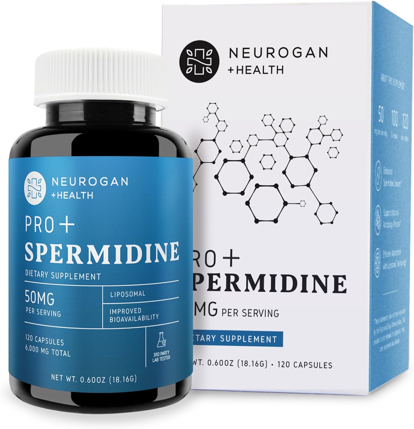 Neurogan Spermidine PRO Supplement Capsules - 50mg Per Serving, 60-Day Supply - Enhanced Absorption for Cellular Function, Healthy Aging - Wheat Germ Extract, Spermidine Supplements for Men & Women