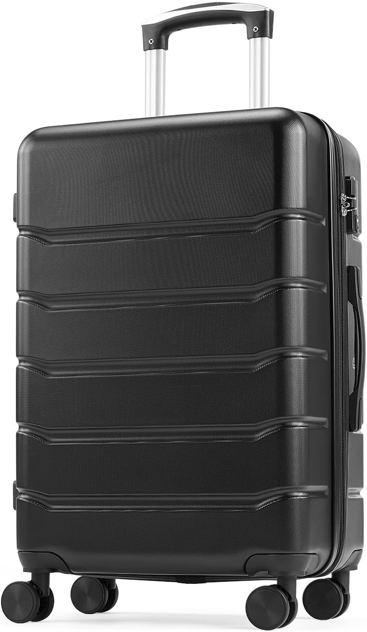 OLIXIS Central Hardside Expandable Luggage with Spinner Wheels, Black, 20 in