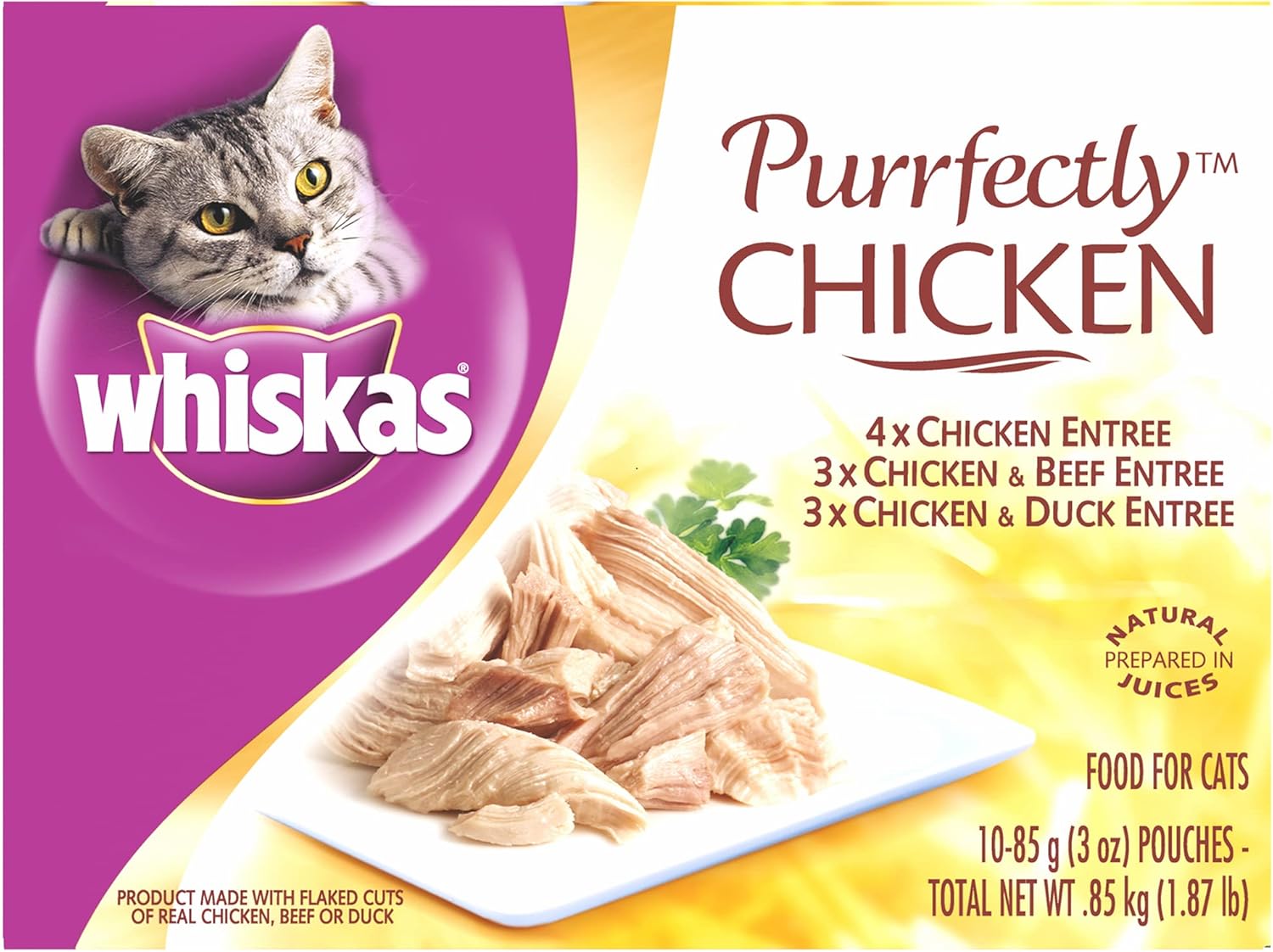 Whiskas Purrfectly Chicken Variety Pack Wet Cat Food 3 Ounces (10 Count)