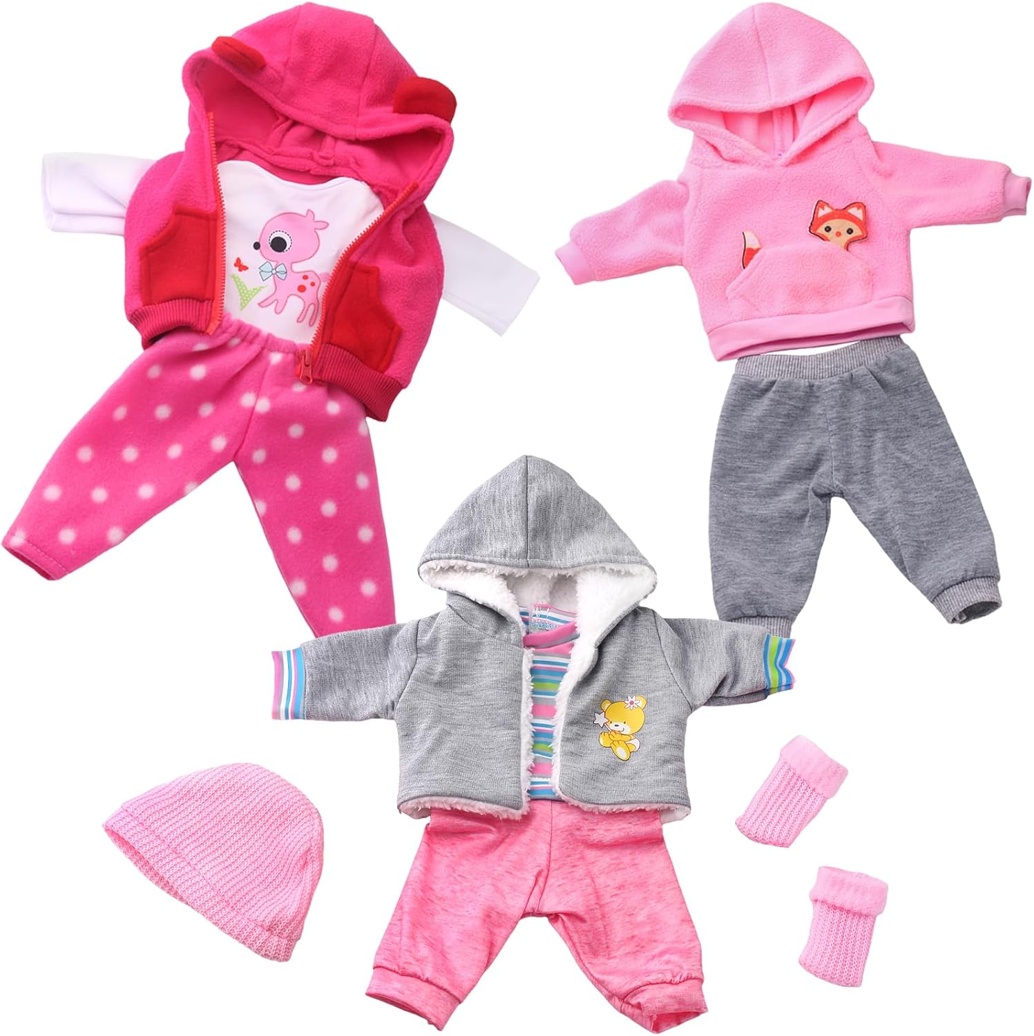 UNICORN ELEMENT 9PCS 16-18 Inch Baby Doll Clothes Set - Magic Tape Design Cute Outfits for Baby Dolls with Hat & Socks, 3+ Age Pretend Play Costumes to Boost Creativity (No Doll Included)