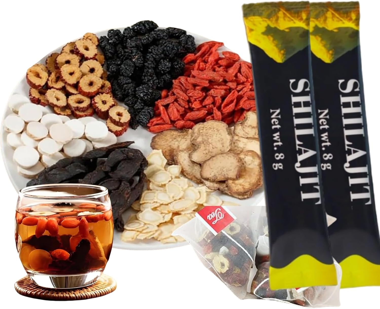 Ginseng Treasure Kidney Tea with 15 Shilajit and Honey Sticks | Male Enhancement Support Booster | Energy Boost, Kidney Health Support | Natural Liver Detox Chinese Kidney Cleansing Tea