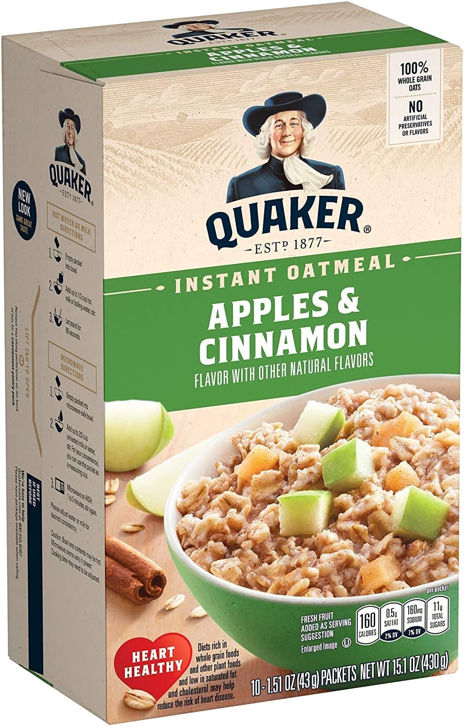 Quaker Instant Oatmeal Apple Cinnamon 15oz