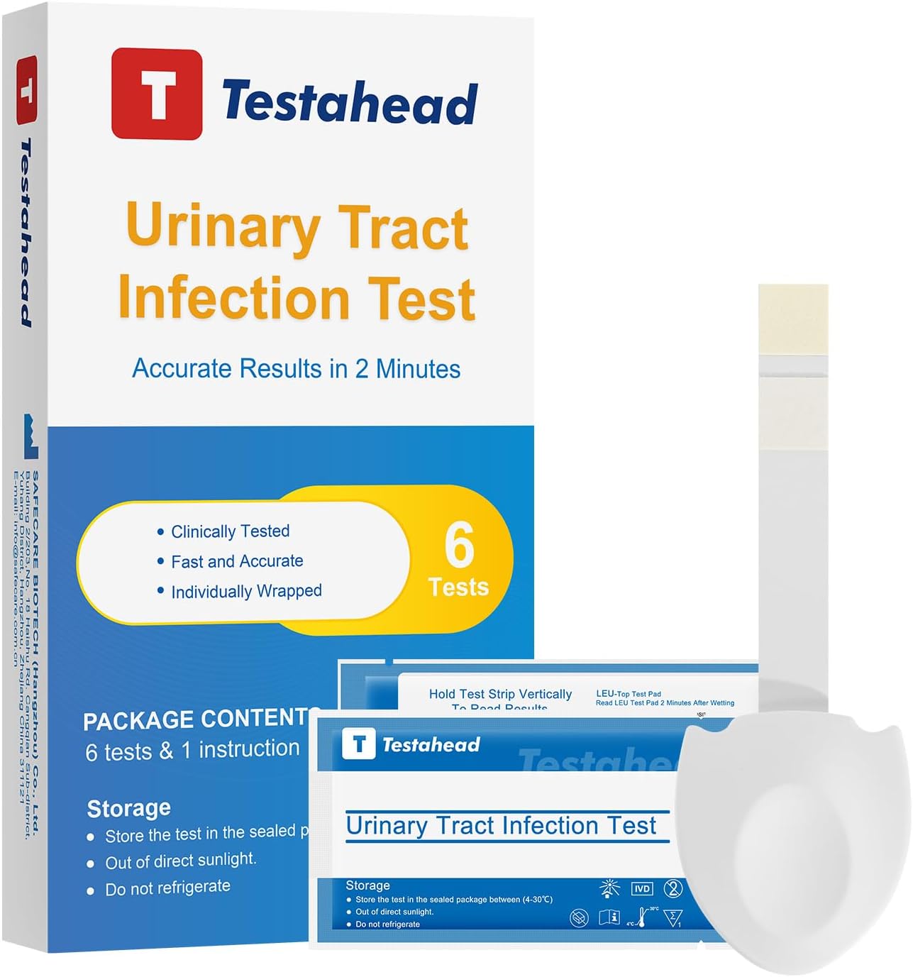 UTI Test Strips (6 Pack) | Detect Leukocytes, Nitrites & Blood in Urine | 99% Accurate Results in 2 Min | Discreet & Easy Home Use