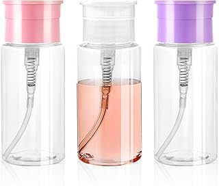 3 Pack Acetone Dispenser, Push Down Pump Dispenser Empty Bottle for Facial Toner Makeup Remover Essence Dish Detergent Nail Polish Remover 5.1oz/150ML