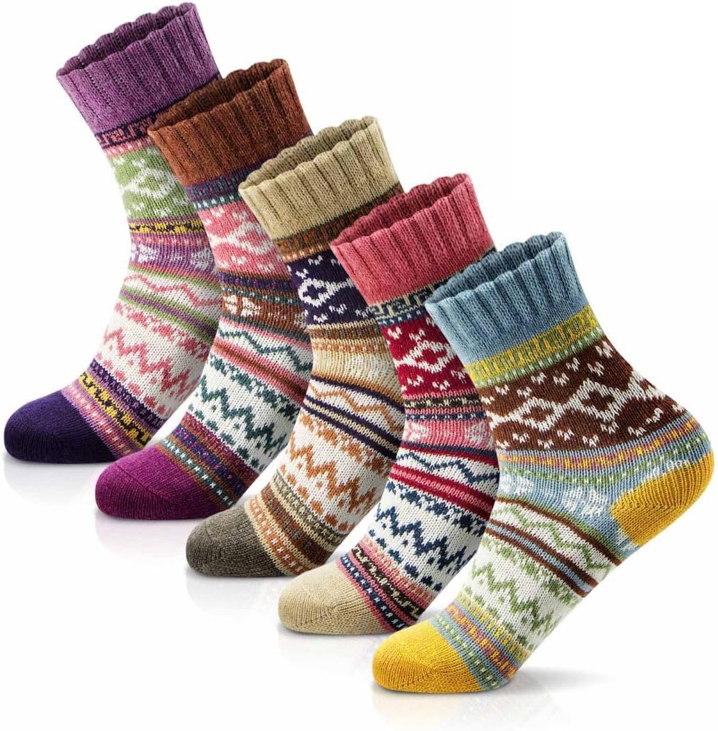 MORECOO Womens Socks Winter - Stocking Stuffers Gifts for Women - Thick Wool Soft Warm Cozy Crew Socks for Women